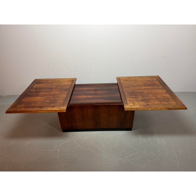 Mid-Century Sliding Bar Coffee Table in Wood with Concealed Bar Compartments by E. Pedersen, Denmark, 1960s For Sale - Image 10 of 14