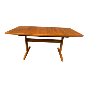 Late 20th Century Mid Century Modern Danish Teak Dining Table With Leaf. By D-Scan.
