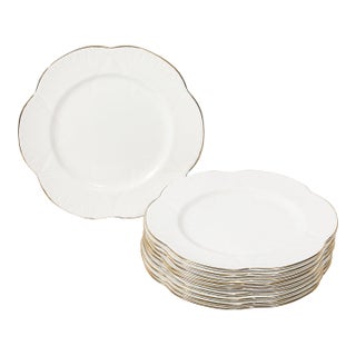 Mid 20th Century Set of 10 Art Deco Style Bone China Plates With 24Karat Gold Trim Signed Shelley For Sale