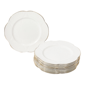 Set of 10 Art Deco Style Bone China Plates With 24Karat Gold Trim Signed Shelley