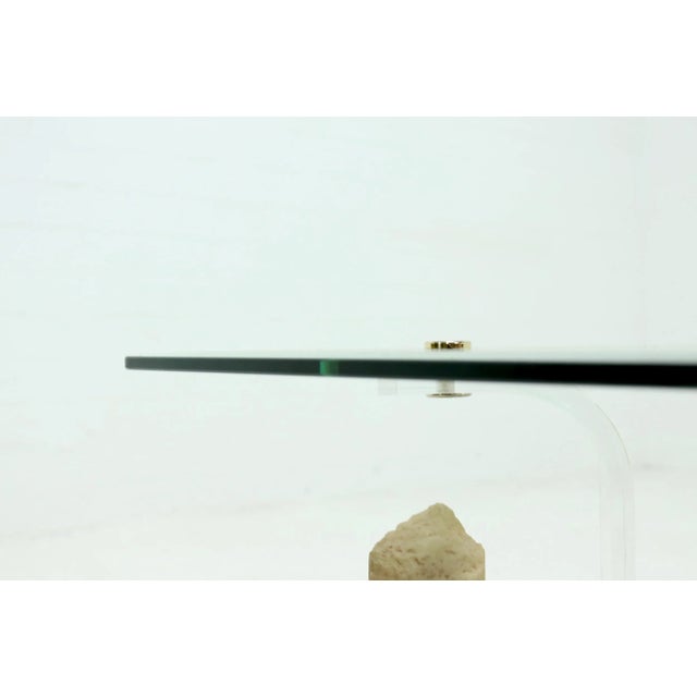 1980s Acrylic Glass & Glass 2-Tier Pedestal Coffee Table, 1980s For Sale - Image 5 of 9