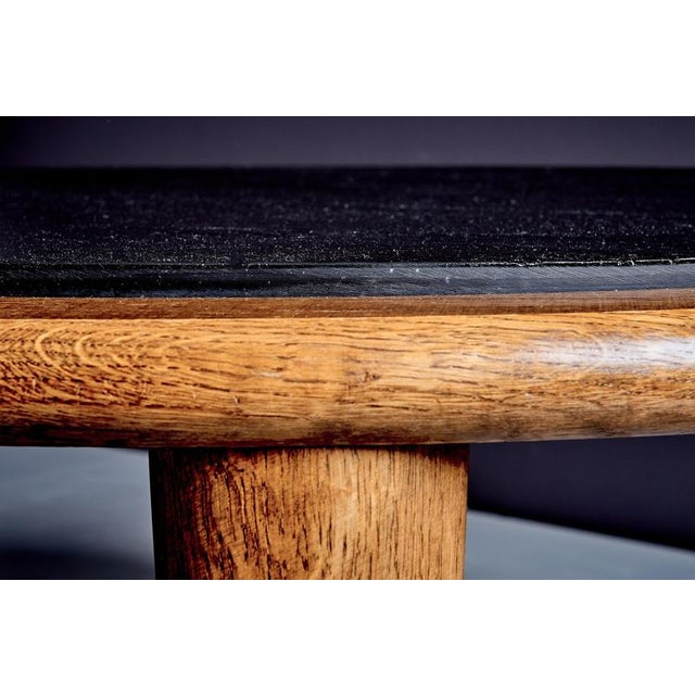 Oak Table with Slate Top and Tapered Legs, France, 1970s For Sale - Image 6 of 11