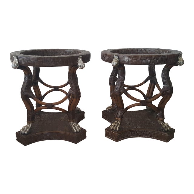 Burnt Bamboo Rattan Claw Feet Dining Table Pedestals a Pair Chairish