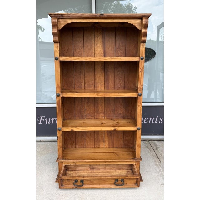 Mid 20th Century Mid 20th Century Solid Pine Bookshelf With Lower Drawer For Sale - Image 5 of 10