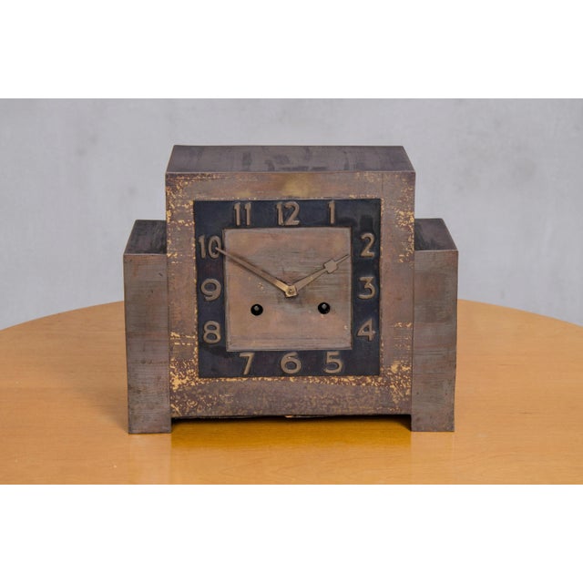 Metal Art Deco Copper Table Clock, 1920s For Sale - Image 7 of 7