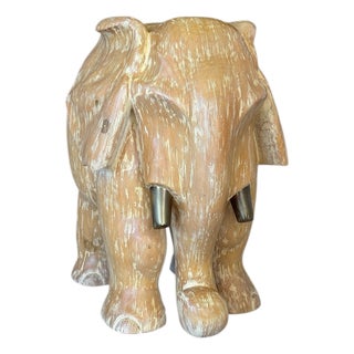 Monumental Hand-Carved Sculptural Elephant Dining or Center Table Base With Original Patina For Sale