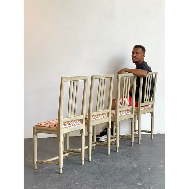 Wood Vintage Rustic Patinated Dining Chairs - Set of 4 For Sale - Image 7 of 12