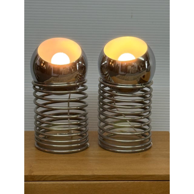 Metal Mid 20th Century Style After Ingo Maurer Spring Mid Century Modern Tables Lamps - a Pair For Sale - Image 7 of 12