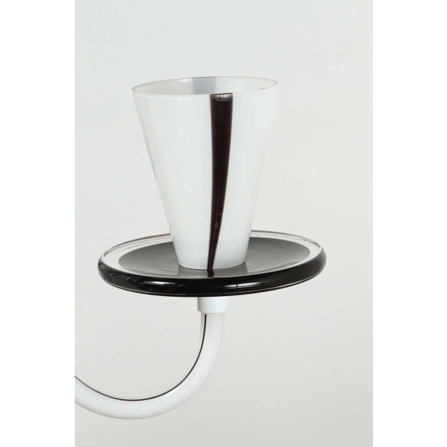 White White & Black Murano 5 Arm Chandelier Fixture For Sale - Image 8 of 10
