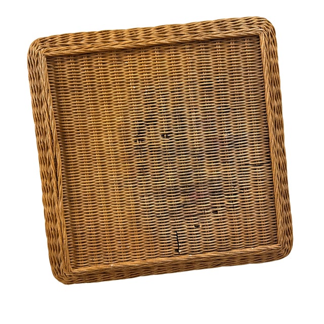 Vintage 1960s Tall Wicker Plant Stand W/ Wavy Cabriole Legs / Palm Beach Regency Pedestal For Sale - Image 11 of 17