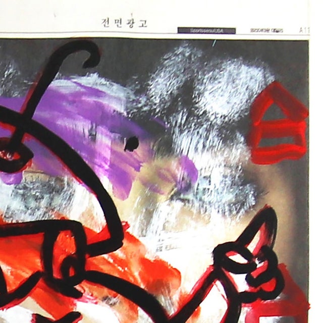 Contemporary 3-D Bug - Original Pop Street Art Acrylic Painting on Newspaper by Gary John For Sale - Image 3 of 6