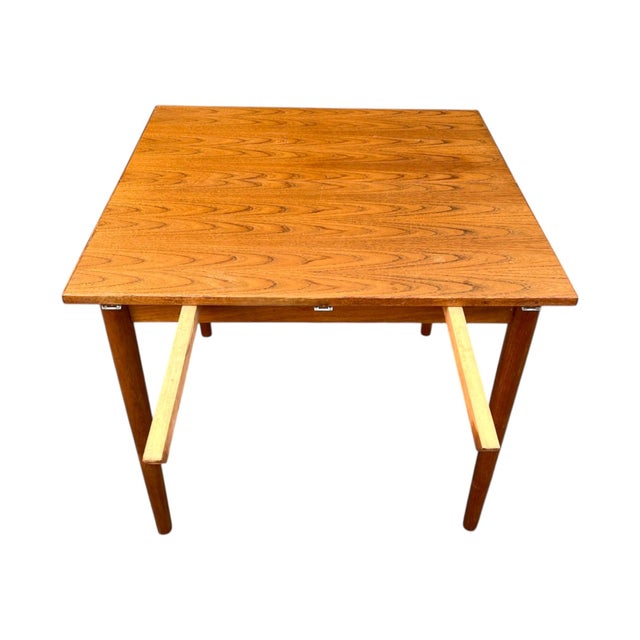 Vintage Danish Modern Teak Dining Table With Carved Tapered Legs For Sale - Image 9 of 18