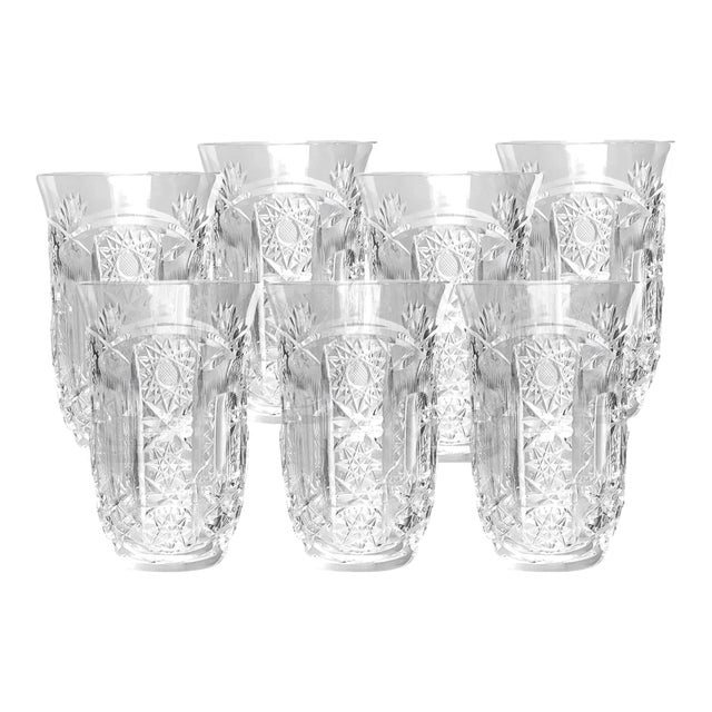 19th Century American Brilliant Cut Crystal Tumblers, Set of 7 For Sale