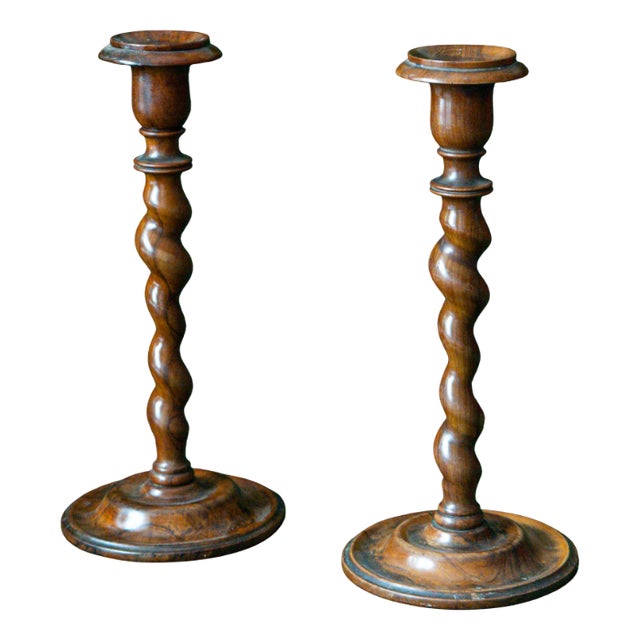 Antique Turned Candlesticks, 1800s, Set of 2 For Sale
