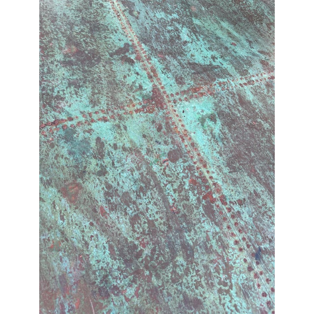 A Copper and Oak Trestle Table For Sale - Image 10 of 10