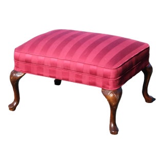 Mid 20th Century Vintage Queen Anne Style Carved Mahogany Footstool For Sale