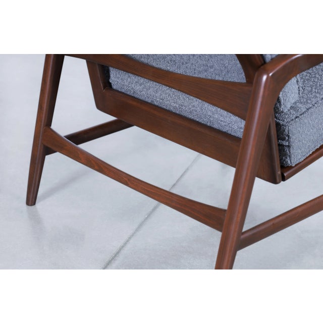 1950s Danish Modern Walnut Reclining Lounge Chair and Ottoman by Ib Kofod Larsen for Selig For Sale - Image 10 of 12