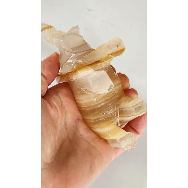 Pair of Vintage Hand-Carved Honey Onyx Elephant Figurines For Sale - Image 15 of 16