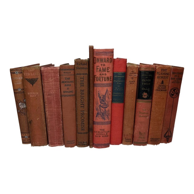 Shades of Red Vintage Book Set - 12 Pieces For Sale