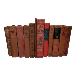 Shades of Red Vintage Book Set - 12 Pieces