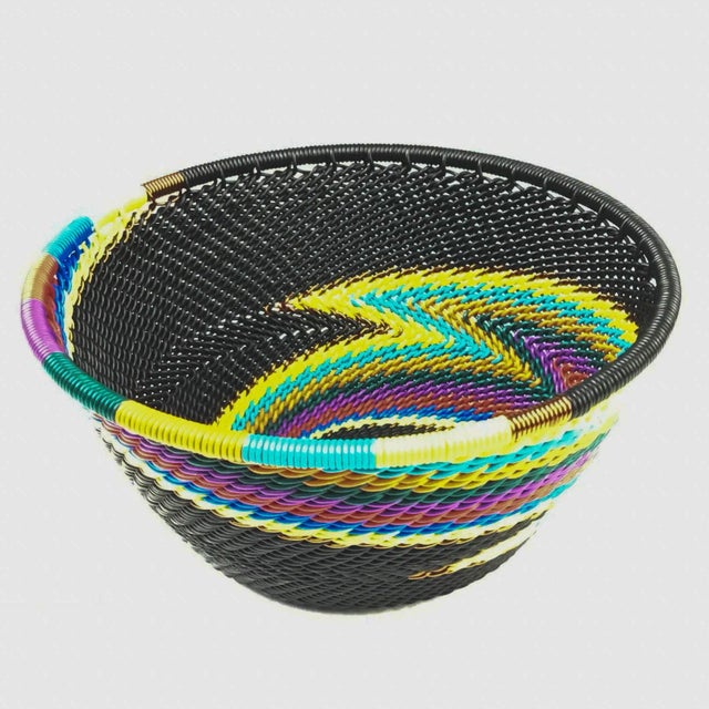 Vintage African Wire Artisan Woven Basket For Sale - Image 11 of 11