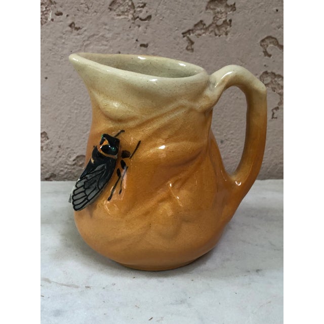Ceramic Circa 1950 Majolica Pitcher With Cicada and Olives Sicard For Sale - Image 7 of 7