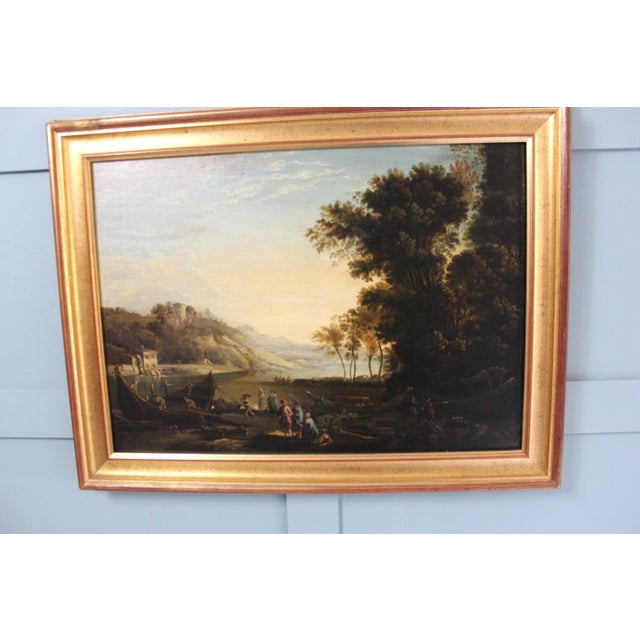 Follower of Claude Lorrain, Merchants on the River Po, 1800s, Oil on Canvas For Sale - Image 15 of 18