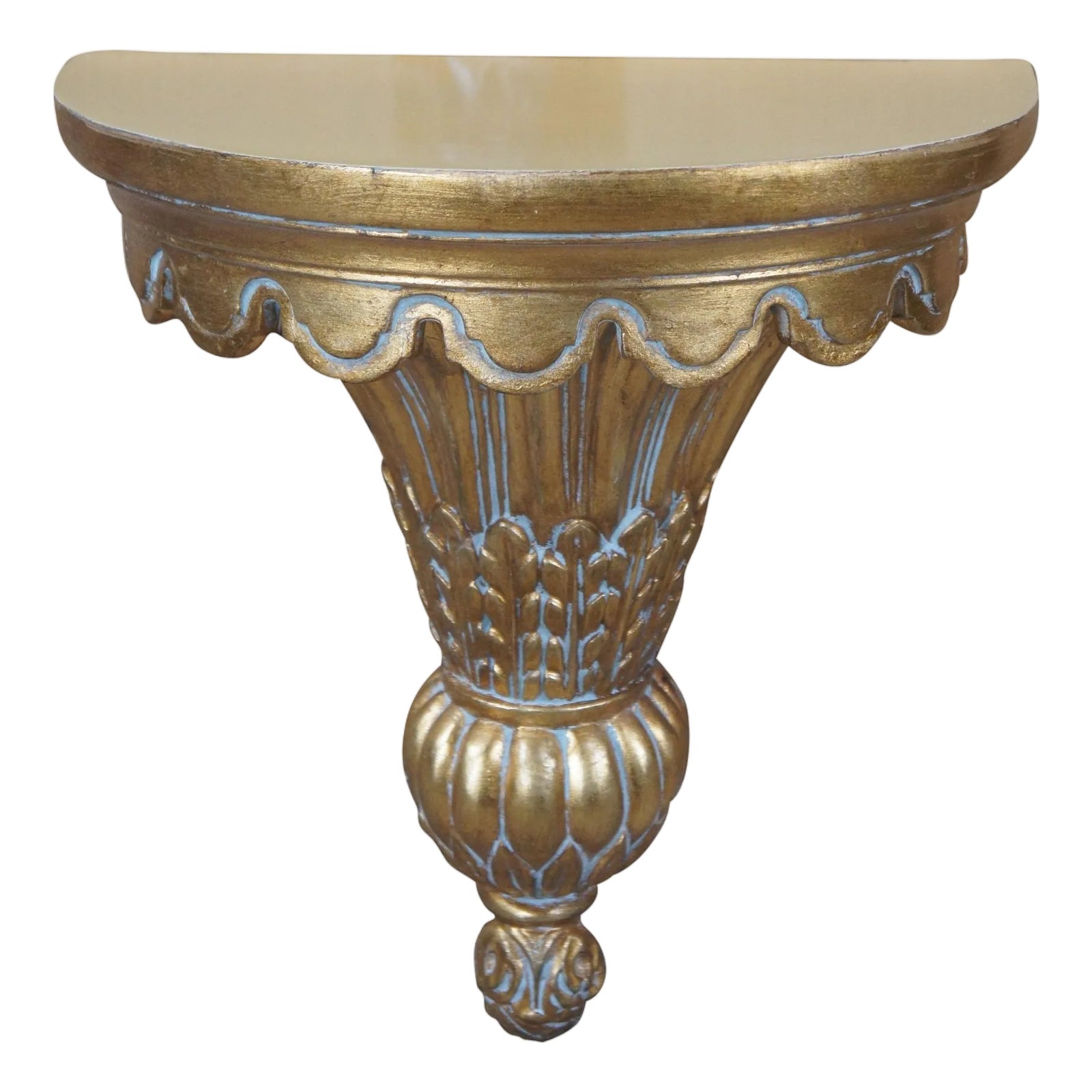 Italian Neoclassical Style Gold Scalloped Demilune Corbel Wall Shelf