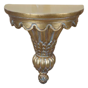 Italian Neoclassical Style Gold Scalloped Demilune Corbel Wall Shelf Sconce