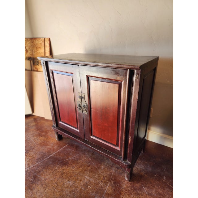 Red Rustic Asian Cabinet For Sale - Image 8 of 10