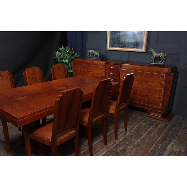 Art Deco French Dining Chairs in Amboyna, 1930, Set of 6 For Sale - Image 15 of 16