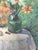 Green Oil Painting Vase With Flowers Peter Tovpev For Sale - Image 8 of 11