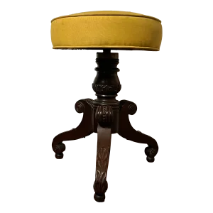 Antique Early 19th C. American Classical Federal Carved Mahogany Empire Piano Stool Circa 1810
