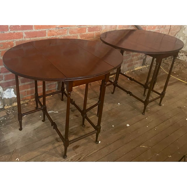 Early 20th Century Early 20th Century Pair Petite Diminutive Mahogany Spider Leg Pad Foot Round Gateleg Tables For Sale - Image 5 of 12