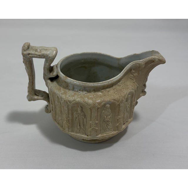Cream Antique Charles Meigh Apostle Jug, Gothic Revival Stoneware, England For Sale - Image 8 of 12