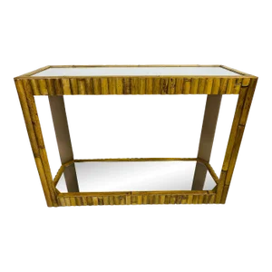 Vintage Coastal Bamboo Mirrored Console