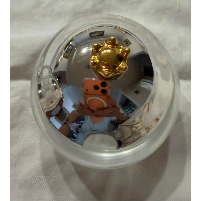 Vintage Silver & Frosted Glass Salt & Pepper Cellar Set With Gold Crown Finials & Spoons - 4 pcs For Sale In Los Angeles - Image 6 of 8