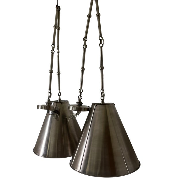 2010s Thomas O'Brien for Visual Comfort Signature Goodman Small Hanging Lights in Antique Nickel For Sale - Image 5 of 9
