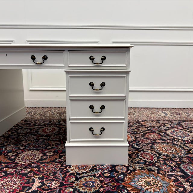 English Classic White Partner Desk For Sale - Image 12 of 18