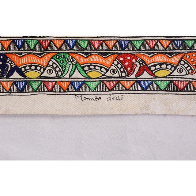 Folk Art Avian Mandala – Original Hand-Painted Madhubani Folk Art by National Award Winner Mamta Devi For Sale - Image 3 of 4