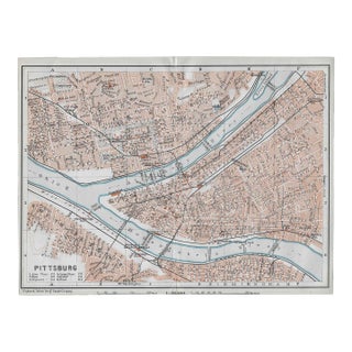 1909 Antique Map of Pittsburgh For Sale