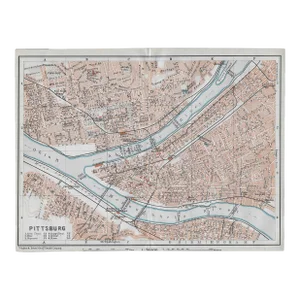 1909 Antique Map of Pittsburgh