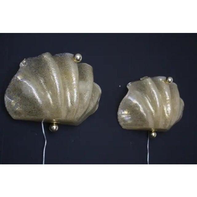 Gold Shell Shaped Sconces in Gold Murano Glass by Murano for Murano, 2000, Set of 2 For Sale - Image 8 of 14
