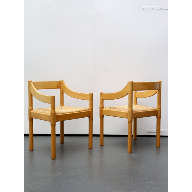 Carimate Carver Chairs in Beech attributed to Vico Magistretti for Cassina, 1960s, Set of 2 For Sale - Image 11 of 11