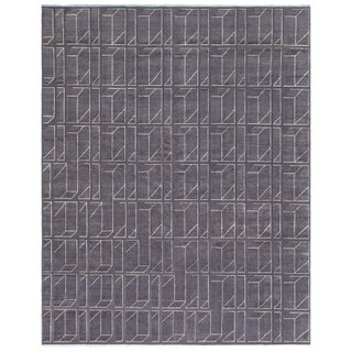 Modern Geometric Oversized Slate Gray Silk Rug "Vantage" by Doris Leslie Blau For Sale