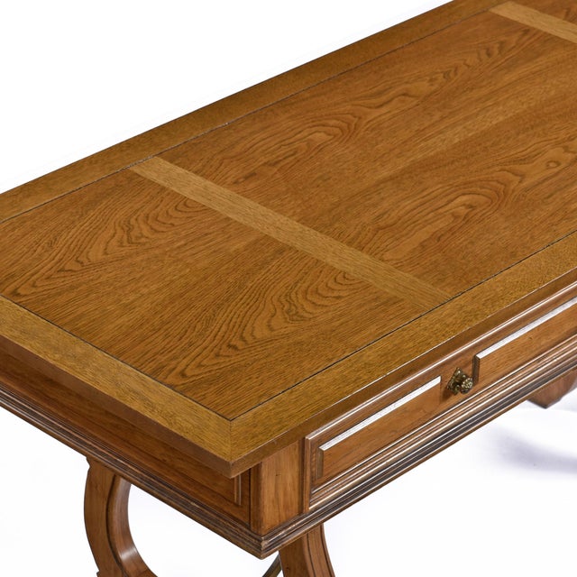 Restored Thomasville English Regency Style Pecan Desk or Console With Drawers For Sale - Image 9 of 14