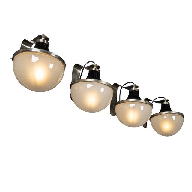 Vintage Italian Metal & Opaque Glass Wall Lights, 1950s, Set of 4 For Sale - Image 9 of 9