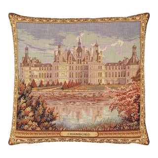 Chateau Chambord Tapestry Cushion With Feather Filler - 46x46cm (18"x18") For Sale