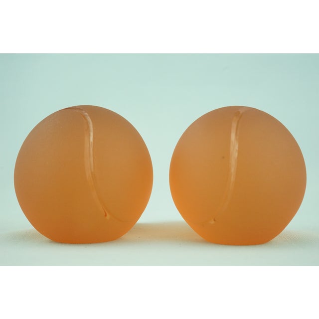 Orange Sandblasted Murano Glass Tennis Balls Paperweights from La Murrina, Italy, 1970s, Set of 2 For Sale - Image 11 of 18
