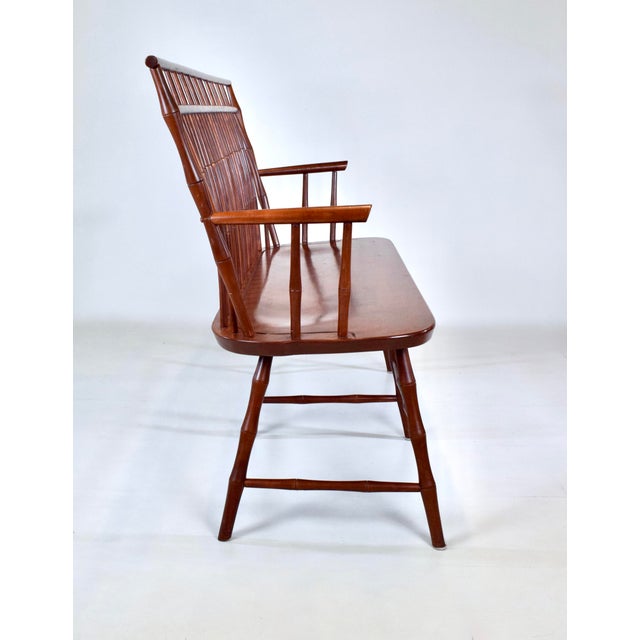 Vintage American Birdcage Windsor Bench, 1990's After Nichols & Stone For Sale In Philadelphia - Image 6 of 14